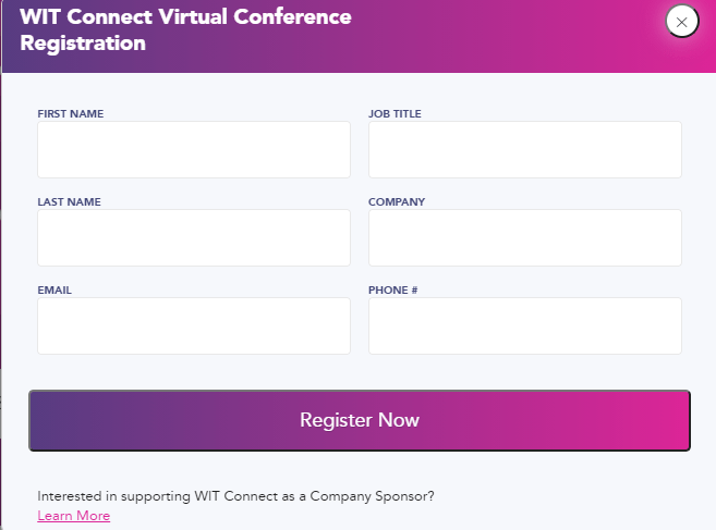 Event Registration Form WIT Connect